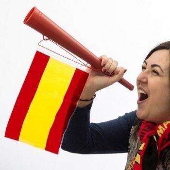 Atosa-22359 Atosa-22359-Corneta con Bandera De España 36X6-Mundial De Fútbol Y Deportes, Color Rojo y Amarillo