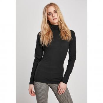 Sudadera cuello alto de mujer Urban Classics - Ladies Basic Turtleneck - Negro - Tallas XS a XL