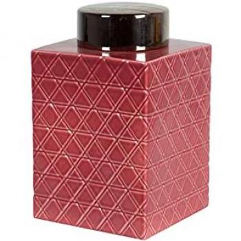 Jarrón Decorativo de Cerámica Tibor 19x19x31 Cm Burdeos / Oro
