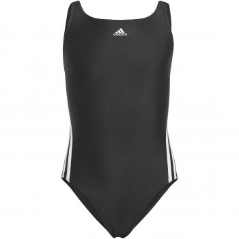 Bañador de natación adidas 3 bandas infantil 3S negro mate blanco niña - 116