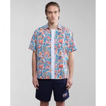 Camisa Napapijri G-Ronge SS de hombre de corte regular con estampado de flores multicolor