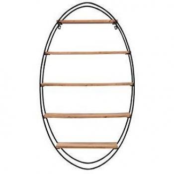 Estantería de pared ovalada en acacia y metal A130 cm HANG - Marrón claro