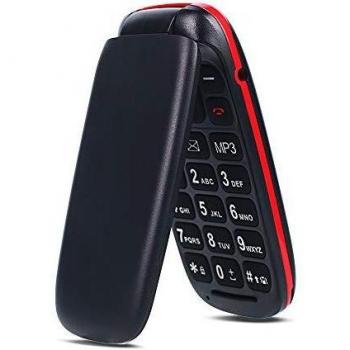 Teléfono Móvil con Tapa para Personas Mayores, Ukuu 800mAh Móvil para Mayores Teclas Grandes gsm Dual SIM Fácil de Usar para Ancianos Negro
