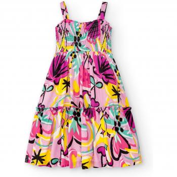 Tuc Tuc - Vestido de niña estampado con nido de abeja y diseño Flamingo Mood