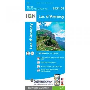 Mapa topográfico del Lago de Annecy 1:25,000