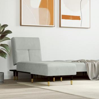 Chaise Longue de terciopelo gris claro - Sofá diván de terciopelo gris claro