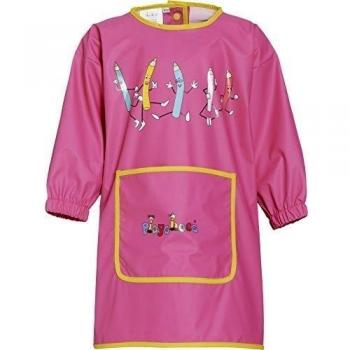 Playshoes Girl's painting apron, long sleeve, pink - Camiseta de manga larga para bebés niña, Rosa