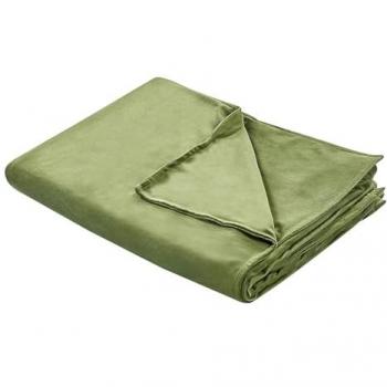 Funda de manta pesada moderna verde oscuro 120 x 180 cm tejido de poliéster diseño liso Rhea