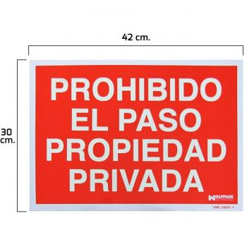 WOLFPACK LINEA PROFESIONAL 15051252 Cartel Prohibido el Paso Propiedad Privada, 30 x 42 cm