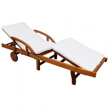 vidaXL Tumbona de Jardín Marrón y Cojín Crema Madera 200x68x30-83 cm Hamaca
