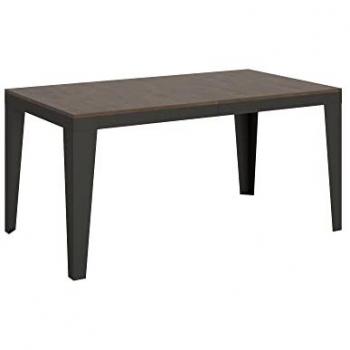 Mesa extensible 90x160/420 cm Flame Evolution con tapa de nogal y estructura antracita