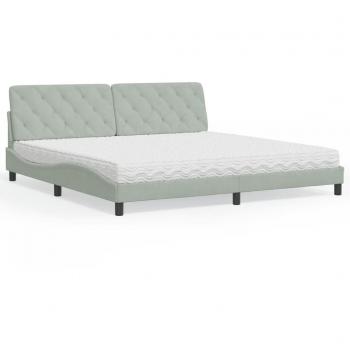 Cama con colchón terciopelo gris claro 200x200 cm
