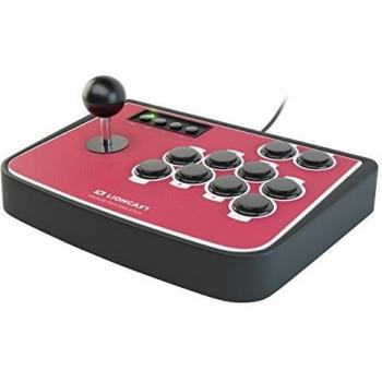 LIONCAST Arcade Fightstick Palanca de Mando Controlador con Botones programables, Sanwa, Turbo/Modo rápido y Base de Goma para PC/Sony Playstation