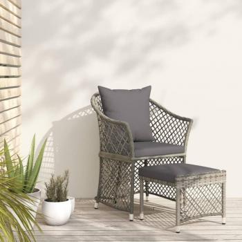 Conjunto de 2 sofás de jardín con cojines de polyrattan gris