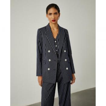 Blazer cruzado con estampado a rayas de Lion of Porches para mujer