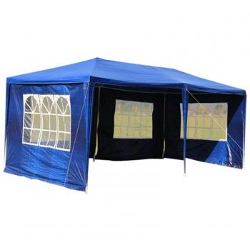 mctech® 6 x 3 m Celebraciones. Jardín Tienda Carpa cerveza – Carpa para jardín fijo Carpa Incluye 4 paredes laterales, 4 x Ventana, resistente al agua PE lona Club camping tienda, Blau, 6 x 3 m mit 4 Seitenwände