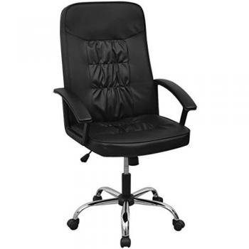 vidaXL Silla de Oficina de Material Cuero Artificial Dimensiones 67 x 70 cm Color Negro