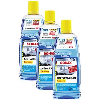 SONAX 3 x 03323000 Anticongelante & KlarVision concentrado 1L