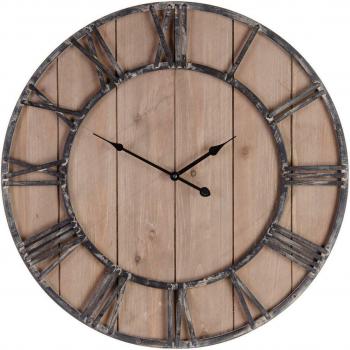 Reloj de Pared Natural Negro 60 x 4 x 60 cm DMF