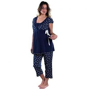 Pijama Pre-Post Parto de Manga Corta y Pantalón Corto con Corte Cruzado