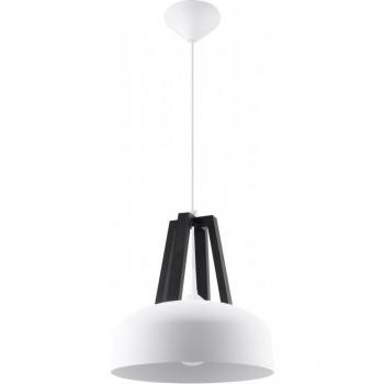 Lámpara Colgante CASCO E27 Acero Madera Plástico Blanco Negro 1 Bombilla LED Suspendida