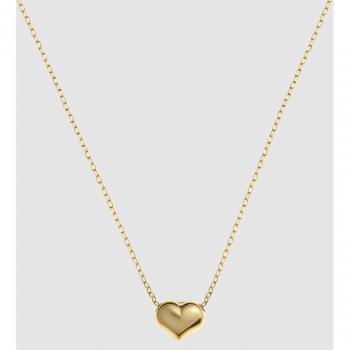 Collar de oro amarillo con colgante en forma de corazón, diseño elegante y sofisticado