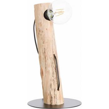 Lámpara de Mesa 7hSevenOn Deco Ink E27 40W Madera Natural Beige y Blanco Ø20,5x38 cm