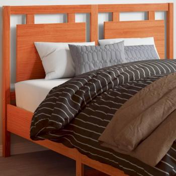 Cabecero de cama de madera maciza de pino con acabado en cera marrón, 135 cm