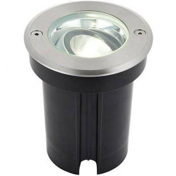 Lámpara de jardín Hoxton - Luz empotrada para exteriores - Acero inoxidable cepillado y cristal - 1 bombilla integrada - Dimensiones: 12,8 cm - Clasificación IP67