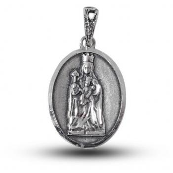 Medalla de Plata Ley 925m Virgen de la Victoria Inmaculada Romero 20mm con Grabación y Bisel Tallado