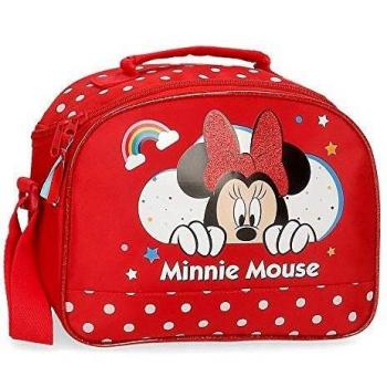 Disney Neceser Minnie Rainbow Adaptable a Trolley con Bandolera, Rojo, 25x19x10 cm
