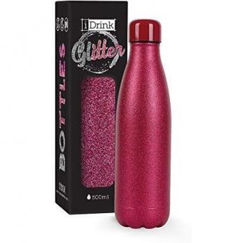 Botella Térmica iDrink ID0032 de Acero Inoxidable 500ml con Purpurina Rosa