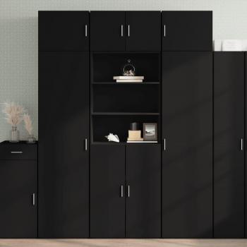 Armario alto de madera multicapa negro 70x42,5x185 cm