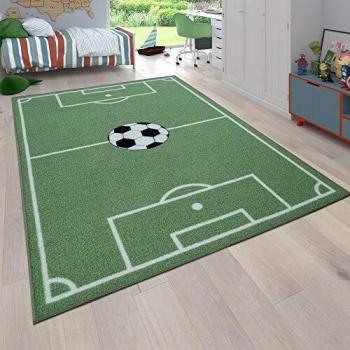 Alfombra Infantil Diseño Campo De Fútbol Verde 100x200 cm