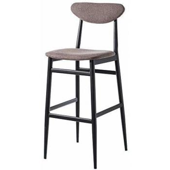 Taburete alto con respaldo de metal marrón vintage para cocina Bretaña - LOLAhome