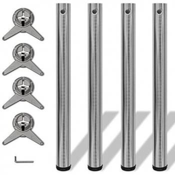 vidaXL 4 Height Adjustable Table Legs Brushed Nickel 710 mm