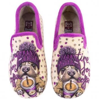 Zapatillas de casa de mujer GEMA 7602-1 23 frambuesa perro café