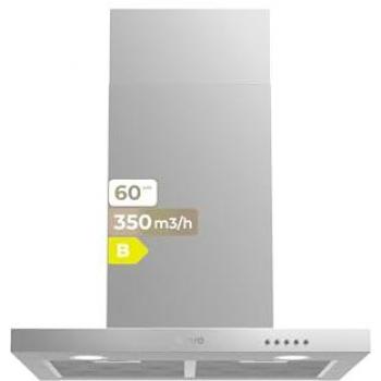 Campana Extractora Decorativa EVVO CE30, 60 cm, 350 m³/h, 3 Velocidades, Luz LED, Eficiencia Energética B
