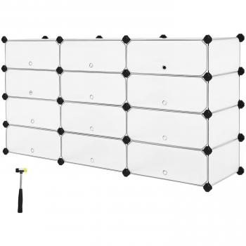 SONGMICS Estantería por módulos Organizador de Zapatos, Zapatero con 12 estantes, 83 x 31 x 105 cm, Resistente al Polvo, Color Blanco LPC26W