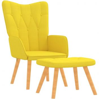 Silla de relajación taburete tela amarillo vidaXL