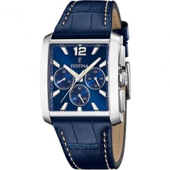 Festina Timeless Chronograph F20636/2 Reloj Analógico para Hombre con Correa de Piel Azul