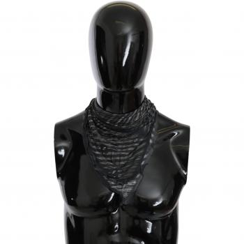 Costume National C’N’C Black Gray Viscose Foulard Branded Scarf, Female, One Size