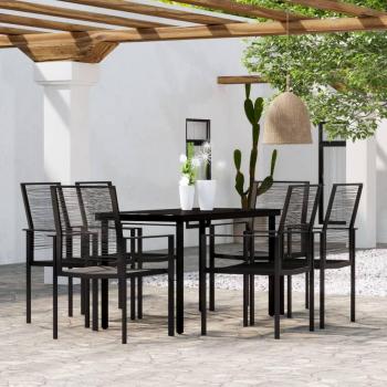 vidaXL 7-Piece Black Garden Dining Set