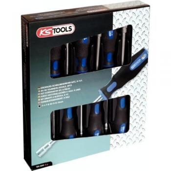 KS Tools 159.1200 Pack Destornilladores de Vaso, Cromado Satinado Mate, 5-13mm, Set de 8 Piezas