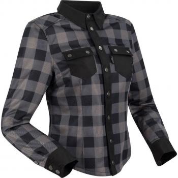 Chaqueta de Moto para Mujer Segura Jovan Negro-Gris, características: diseño moderno y estilizado, material resistente al desgaste, protección en codos y hombros, forro interior cómodo, ventilación adecuada, ajuste personalizado con cinturón y