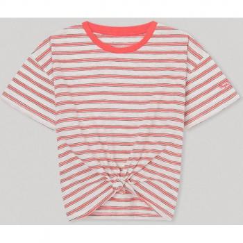Camiseta de niña Pepe Jeans Nira con detalle anudado en bajo, manga corta, color blanco (Mousse White), 10 años
