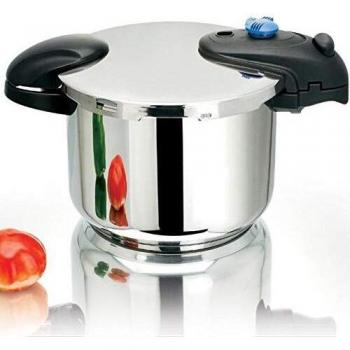Olla a presión de bayoneta Kitchen Move 6L de acero inoxidable con cesta para cocción al vapor, diámetro 22 cm
