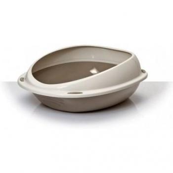 Arenero ovalado Shuttle para gatos con bordes de protección 57 cm Gris
