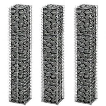 vidaXL Conjunto de 3 Gaviones Pared Alambre Galvanizado 25 x 25 x 150 cm