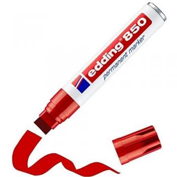 edding 850 marcador permanente - rojo - 1 rotulador - punta biselada 5-15 mm - para marcas llamativas - resistente al agua, secado rápido, indeleble - para cartón, plástico, madera, metal, vidrio